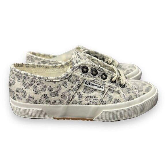 Superga 2750 Light Leopard Print Womens Canvas Trainers Sz 6 - Picture 1 of 9
